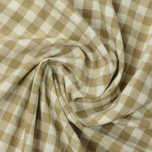 143YD-40 100% cotton 150T kẻ vuông nâu nhạt làm chăn ga gối khách sạn, homestay và gia đình