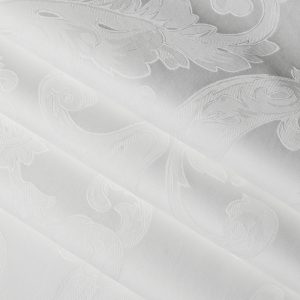 258KL-10 Vải satin jacquard hoa văn kiểu Pháp (100% cotton; khổ 2,5 m - 2,8 m; màu trắng; 258TC)