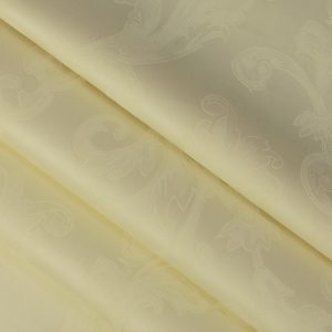 258KL-10(002) Vải satin jacquard hoa văn kiểu Pháp (100% cotton; khổ 2,8 m; màu vàng kem; 258TC)